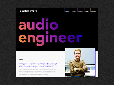 Audio Engineer Homepage audio branding design homepage music ui user interface ux web web design