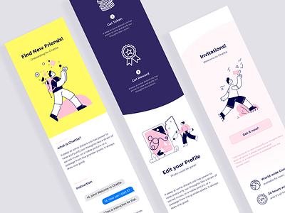 Chat app onboarding concept app appdesign application application ui branding chat design desiner invitation lettering logo product typography ui uiux ux web website