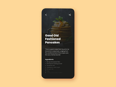 Recipe app challange daily ui dailyuichallenge design minimal mobile mobile app mobile design mobile ui page design pancake recipe recipe app ui vector web