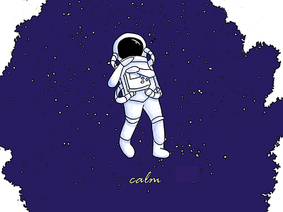 Floating In Space astronaut calm clipstudiopaint galaxy illustration illustrator relax space