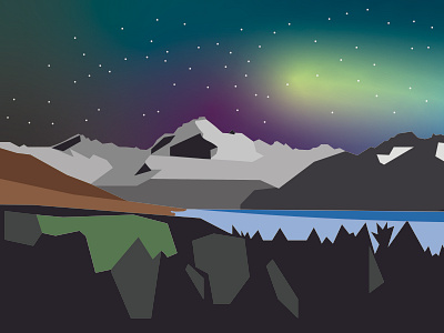 aurora aurora flat design illustrator mountain sky