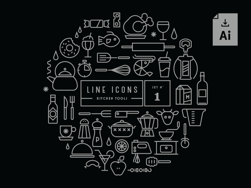 [Free Download] Line Icons Set 1 download free icon icons iconset kitchen line lineicons minimal monoline stroke
