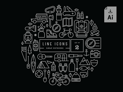[Free Download] Line Icons Set 2 download free icon icons iconset line lineicons minimal monoline outdoors stroke