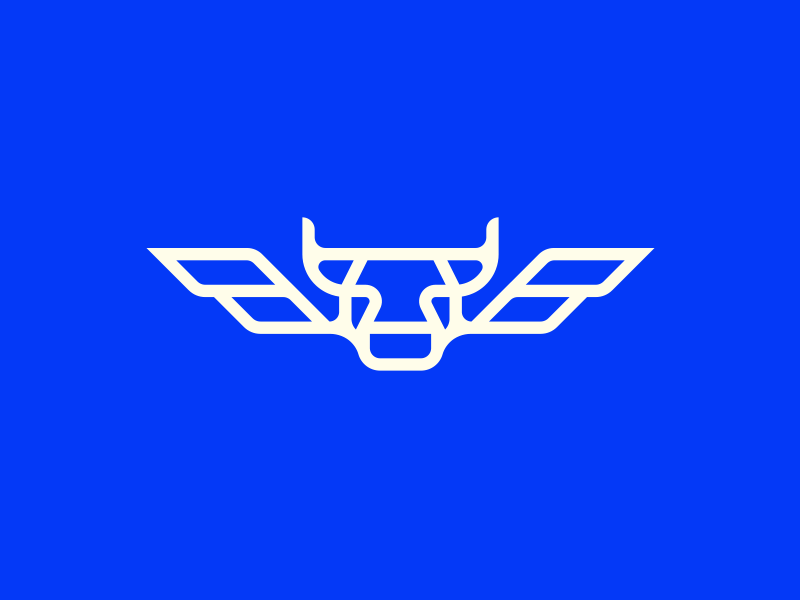 Taurus & Eagle - Logo Explorations symmetry symmetrical fluo blue corners rounded line logo wings eagle bull taurus