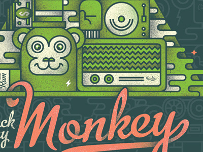 Monkey monkey party poster radio turntable