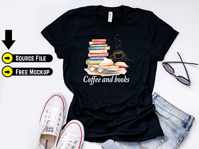 Coffee and Book t shirt design