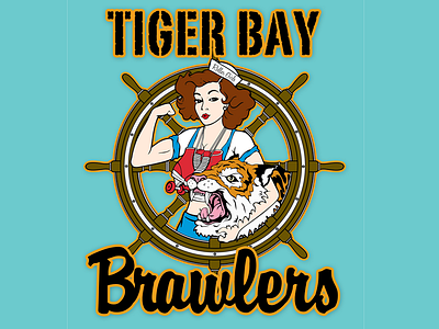 Tiger Bay Brawlers branding cartoon character design illustration illustrator limited edition print logo roller derby tiger bay brawlers vector art