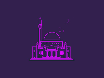 ~ Masjid ~ architecture building illustration stroke vector