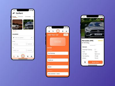 CarRent App mobile ui uiux