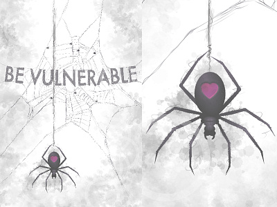 Be Vulnerable adobe illustrator art challenge black widoe flies illustration challenge motivational poster personal work spider spider web