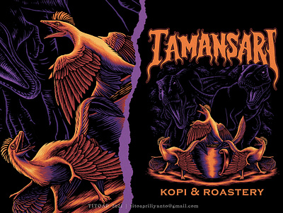 Tamansari Kopi & Roastery artwork coffee shop design digital illustration digitalart dinosaurus drawing graphic design illustration logo tshirt design