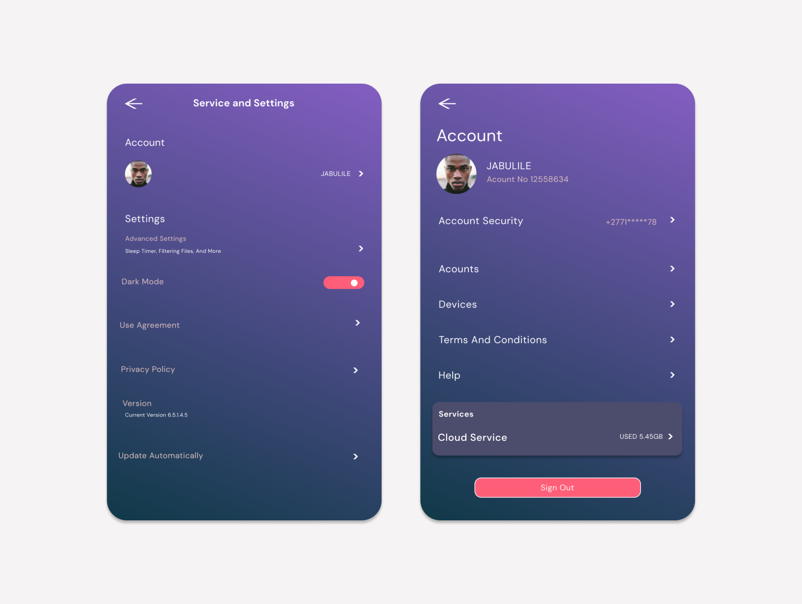 Daily UI Challenge Day007 Settings by Molupe Tshidiso on Dribbble
