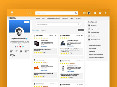 Profile Page Design amazon clean design concept design profile design responsive design ui uiux web design web page design