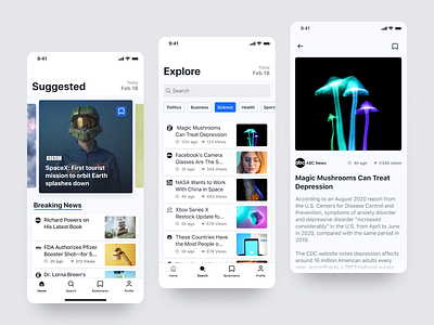 New App articles collection mobile app news ui