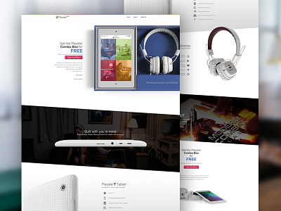 Playster Combobox combobox headphones landing offer page tablet website