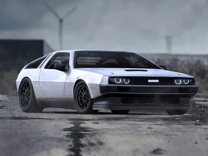 Modified Delorean with Day/Night car day delorean manipulation modified night photoshop race