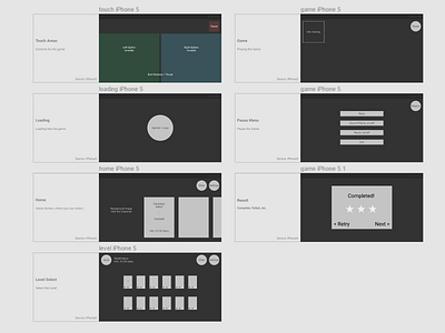 UX Wireframes for Upcoming Game