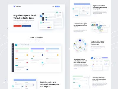 Taskster Website Design agency agency landing page bank clean homepage homepage design landing page minimal organized organized projects panding page design projects stripe task task landing page task manage task managment tax chat video chat website design