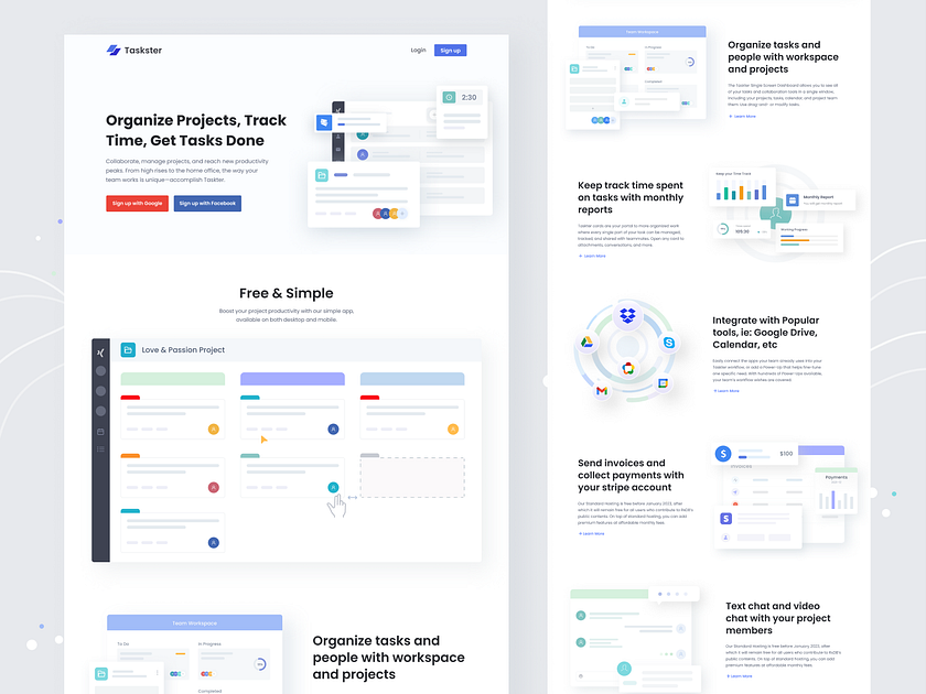 Taskster Website Design by Faysol Ahmed Sozib on Dribbble