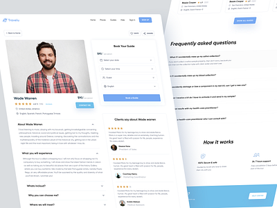 Guide Details Page adventure booking camping flight graphic design hiking homepage homepage design landing page outdoors tourism travel agency travel guide travel service traveling trip planner trips uiux vacation website design