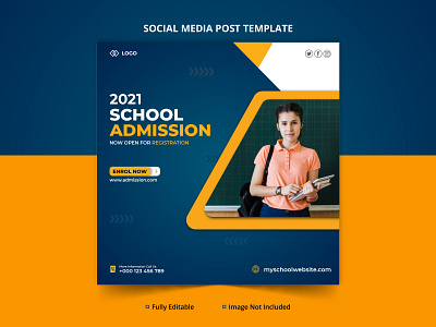 School Admission Open Social Media Banner Template Design Mockup branding creative creative design design minimal social media typography vector