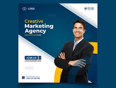 Creative marketing agency social media post design template agency branding banner design branding creative creative agency creative design design graphics designer marketing agency minimal typography vector