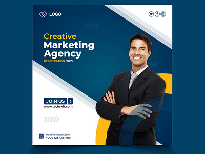 Creative marketing agency social media post design template