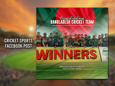 Cricket Sports Facebook Post Template banner design branding creative creative design cricket cricket facebook post template design facebook post facebook post design facebook post template illustration instagram post minimal social media post sports facebook post template typography