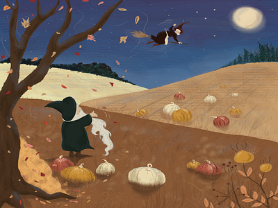 Halloween childrens illustration fairytale fall folktale halloween illustration kidlitart photoshop whitch wizard