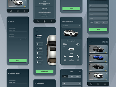 Vehicle Search App app car design drive filter first shot firstshot fuel icon logo mobile password registration search toyota ux vehicle