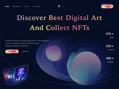 NFTs Marketplace Website 3d animation app branding design graphic design illustration landingpage logo motion graphics ui user interface design ux ux research and ux design vector website mobile design