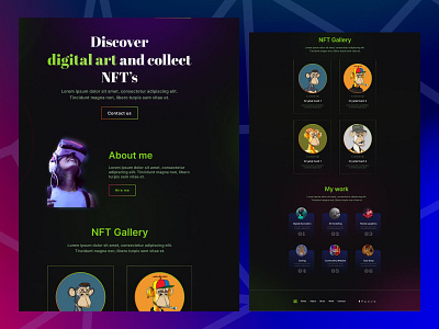 NFTs Landing Page branding cryptoartist cryptogames graphic design motion graphics ui