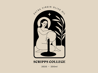 Scripps College Olive Oil Logo art branding design flat illustration logo olive oil