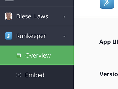 Kickfolio Dashboard Redesign apps dashboard green icons interface redesign runkeeper sidebar ui ux