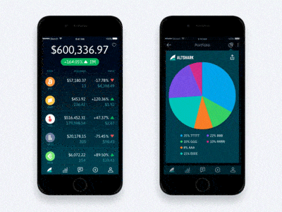 Altshark - Bitcoin/Crypto Portfolio Tracking App altshark animation app bitcoin coin crypto currency gif ios iphone portfolio tracking