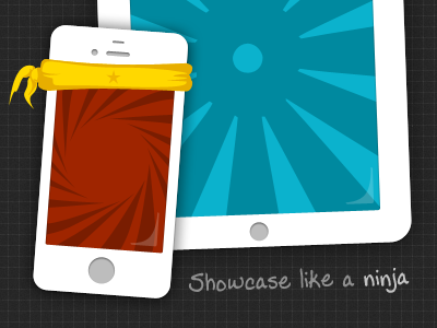 Kickfolio Welcome app blue design developer home ios ipad iphone landing page ninja red showcase welcome