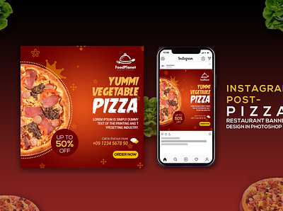 Spacial Vegetable Pizza | Foods Promotion Banner