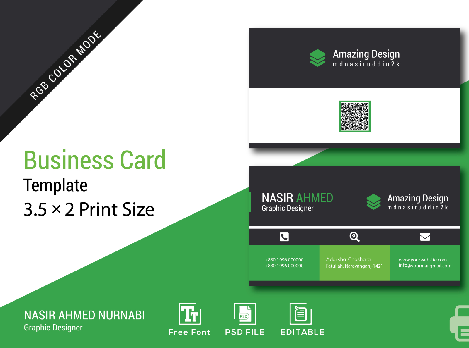 Amazing Business Card Design | Simple by Nasir Ahmed NurNabi on Dribbble