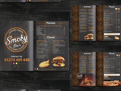 Menu Card Design For Restaurant | Smoky Bro's Brand branding design flyer design food flyer design graphic design menu card design restaurant flyer restaurant menu card