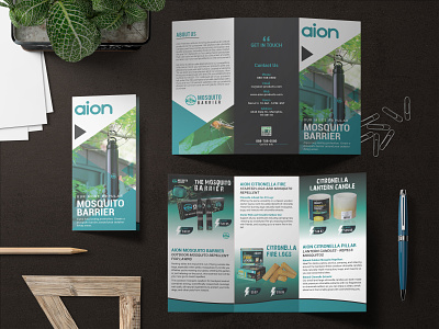 TRIFOLD Brochure Design | Aion Mosquito Barrier Product branding identity company profile design prfile design trifold brochure trifold brochure design