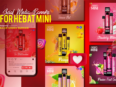 Social Media Banners for Vape Flavors | HEBAT MINI