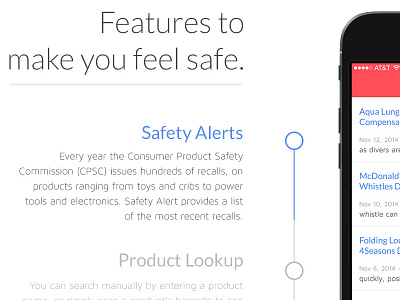 Safety Alerts Mock-Up app web design