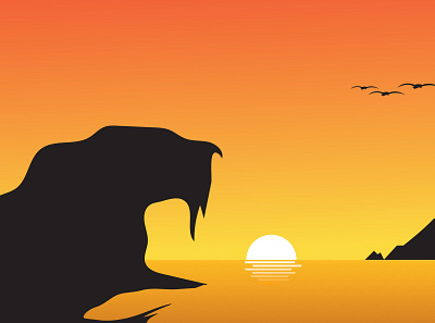 Evening Sunset Beach animals backgrounds beach characterdesign design illustration natureboy suns sunset vector vectors