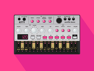 KITTY Wolfie Bass analogue controller electronic electronic music flat flat design illustraion korg music volca volca bass