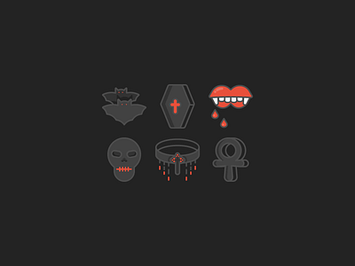 Vampire Icon Set ankh bat bite blood choker coffin cross flat gothic halloween icon icon set icons iconset lips red scull vampire