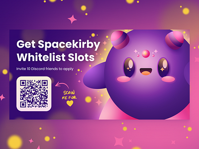 Spacekirby Character Design And Twitter Post Concept blockchain character crypto cute digital art graphic design illustration kirby pink purple social media twitter whitelist