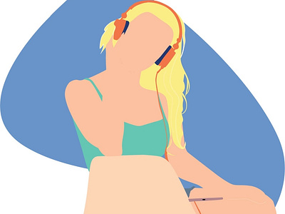 Illustration girl with headphones