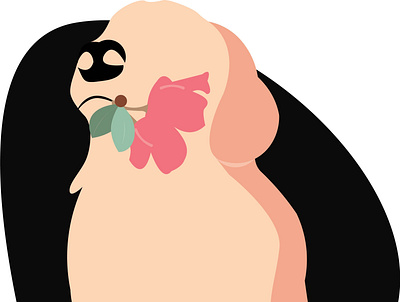 Dog with flower design flat illustration illustration illustrator