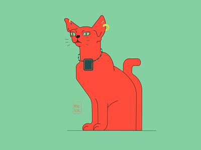 Orange cat abyssinian cat cat sitting cat whiskers design green green eyes illustration orange pissing red cat sketch