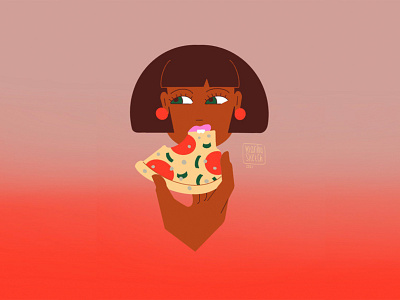 Pizza food gradient il illustration pink pizza
